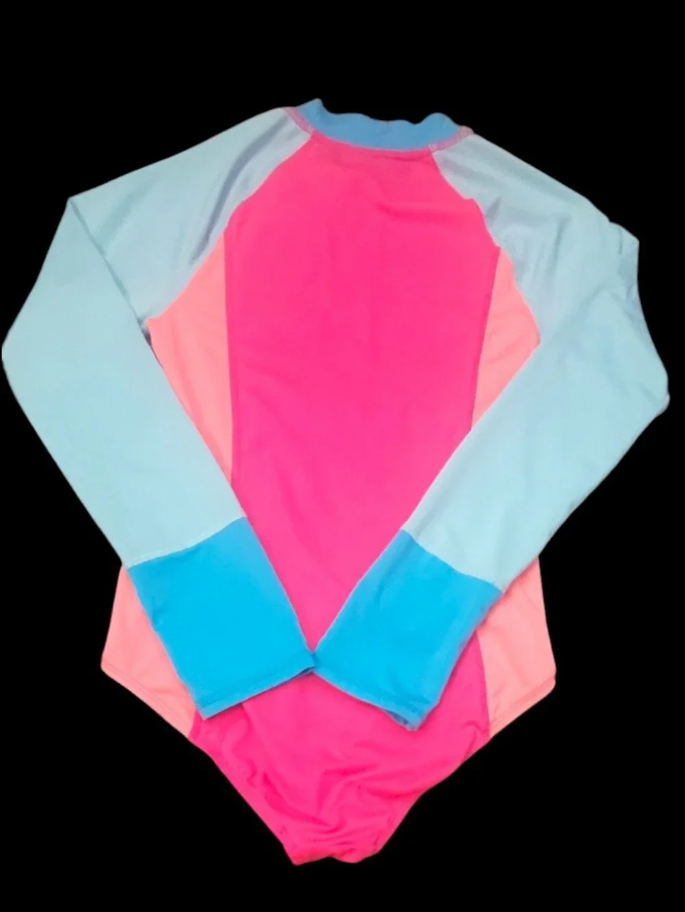 Land' End Girl's Long Sleeve Half-zip Rash-Guard One-piece Swimsuit